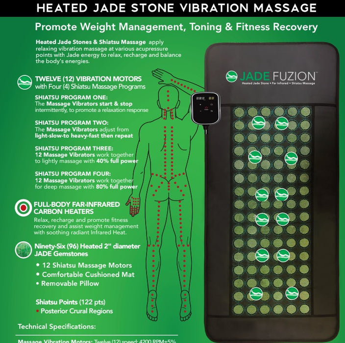 Jade Fuzion Heated Jade Stone Far Infrared Shiatsu Massage Mat